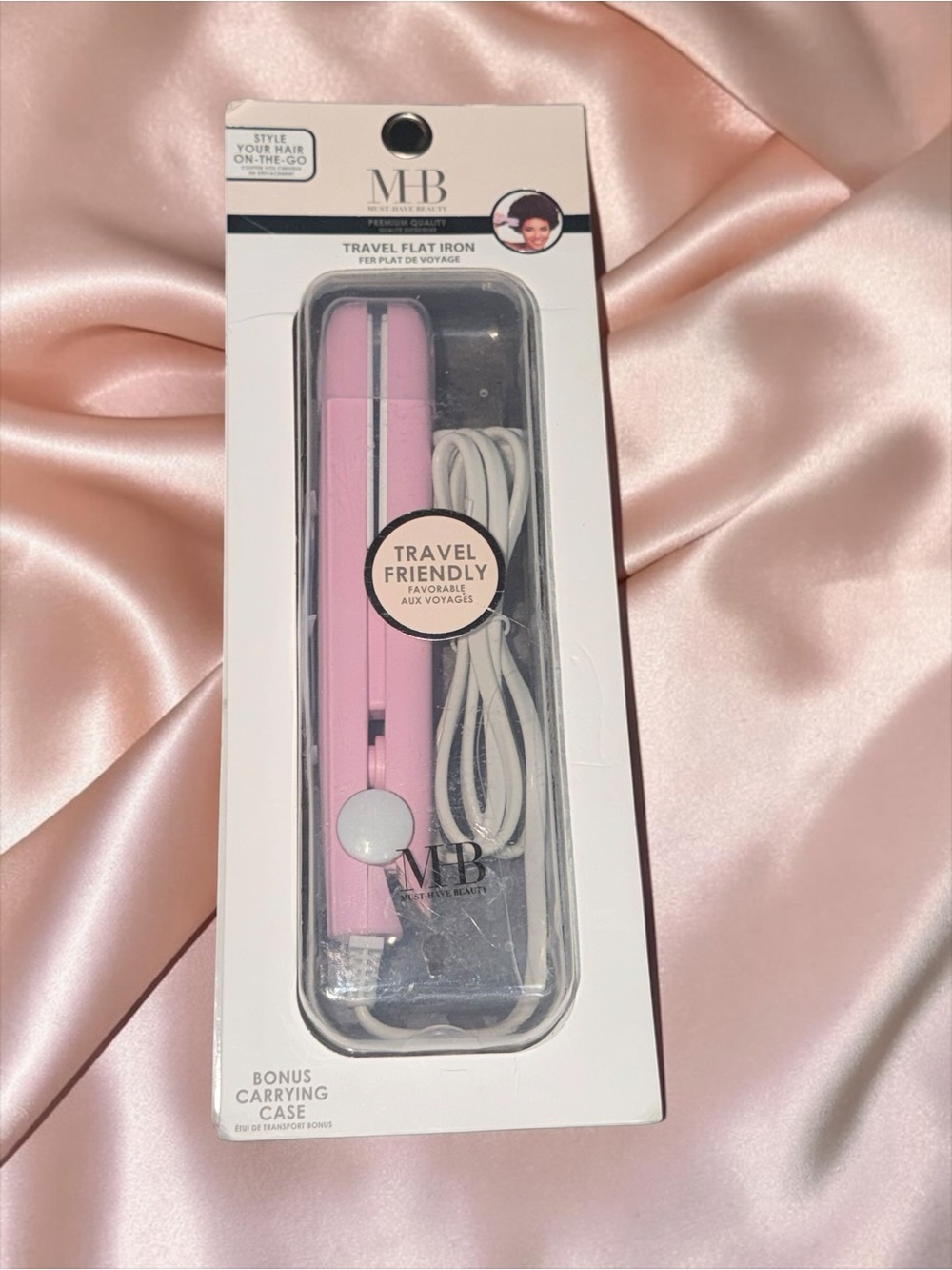 MB Travel Flat Iron Mini Pink Portable Hair Straightener NEW